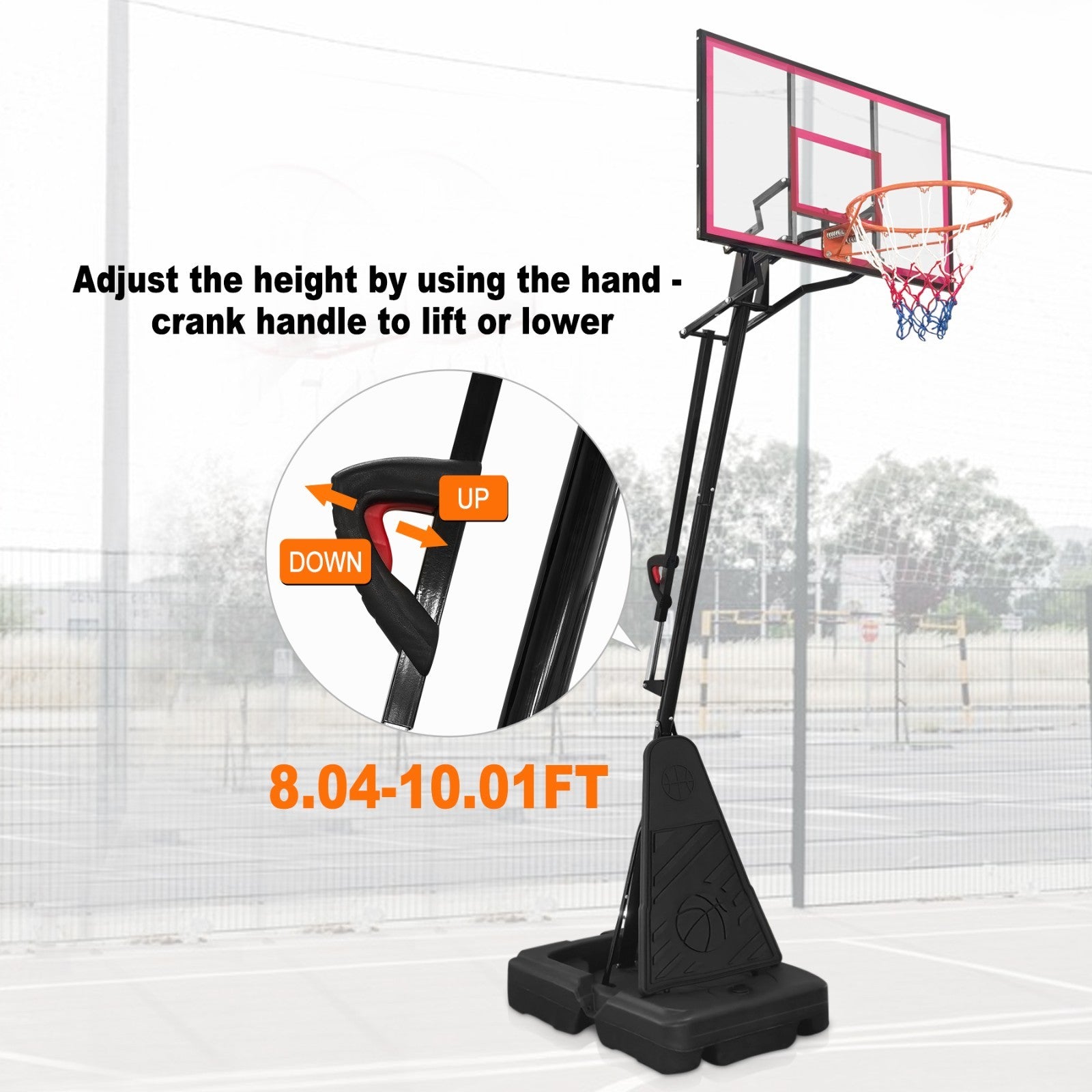 8-10FT Portable Basketball Hoop Height Adjustable Rebound System Youth/Adults