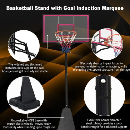 8-10FT Portable Basketball Hoop Height Adjustable Rebound System Youth/Adults