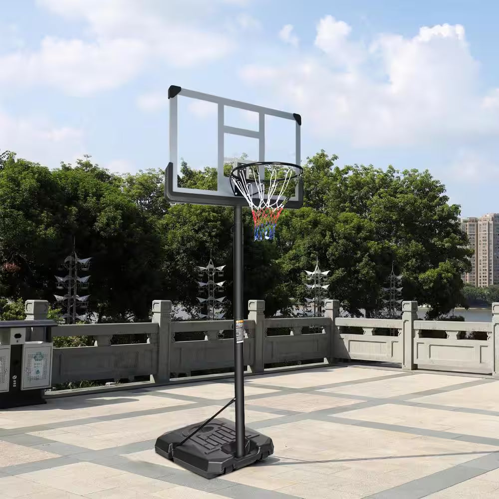 6.6 Ft. to 10 Ft. Adjustable Height Portable Basketball Hoop Goal Basketball System Basketball Equipment with Wheels