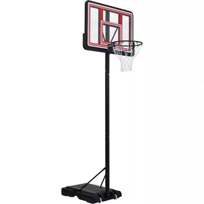 4.76 Ft. to 10 Ft. Black Metal Portable Basketball Hoop Height Adjustment with LED Lights